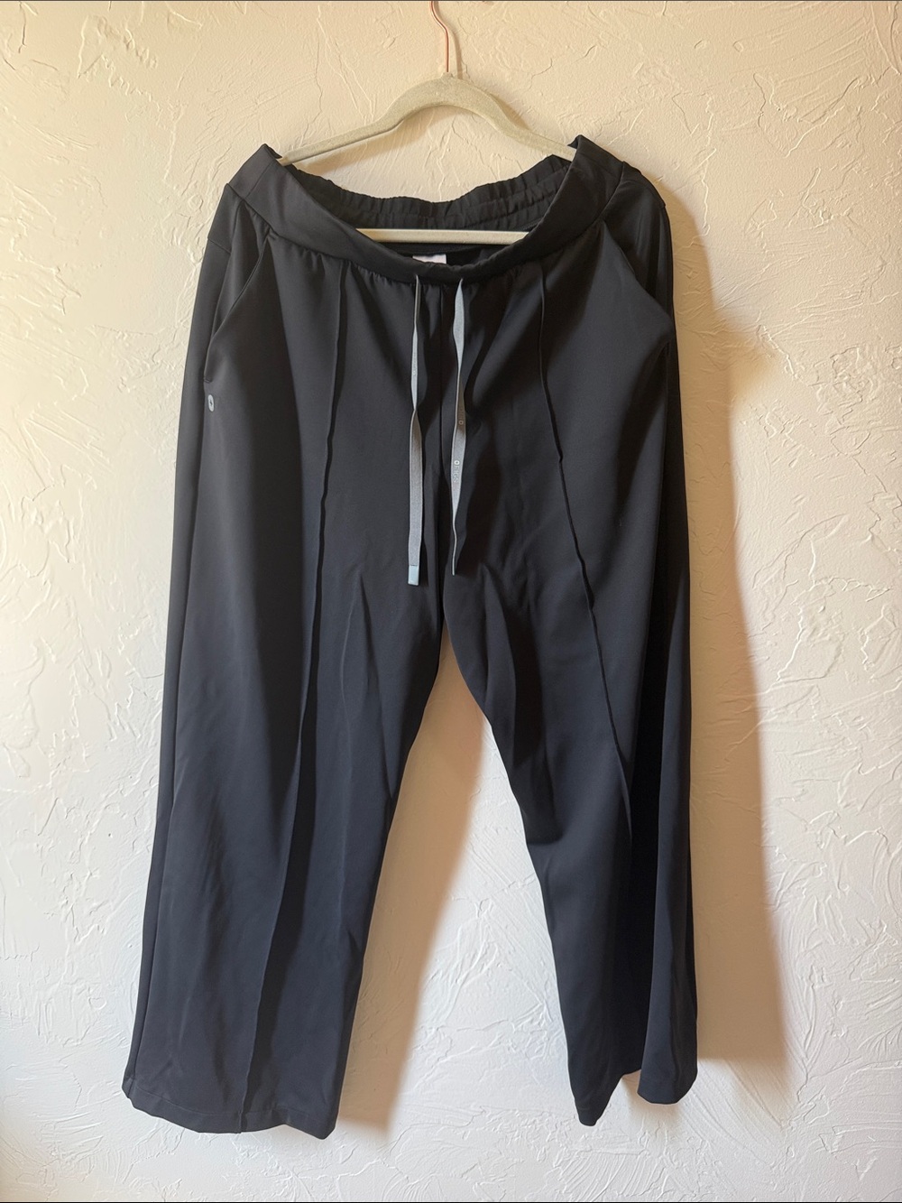 Figs Black Womens Drawstring Wide Leg Scrubs